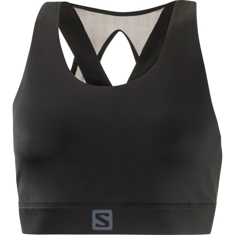 Black Salomon Cross Women's Run Bras | IE WY6452